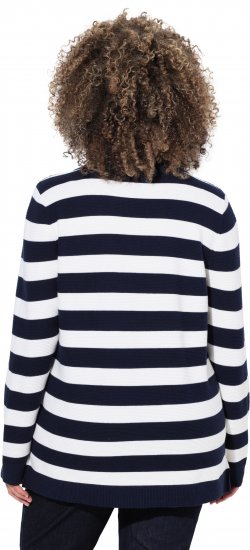 Ulla Popken Striped Polo Collar Long Sleeve Sweater Navy - φούτερ/Φούτερ με κουκούλα - 