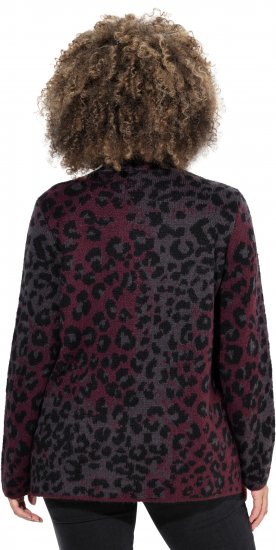 Ulla Popken Leopard Print Scarf Sweater Dark Ruby - φούτερ/Φούτερ με κουκούλα - 