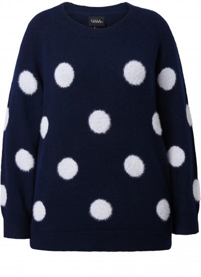 Ulla Popken Fluffy Polka Dot Sweater Ink Blue - φούτερ/Φούτερ με κουκούλα - 