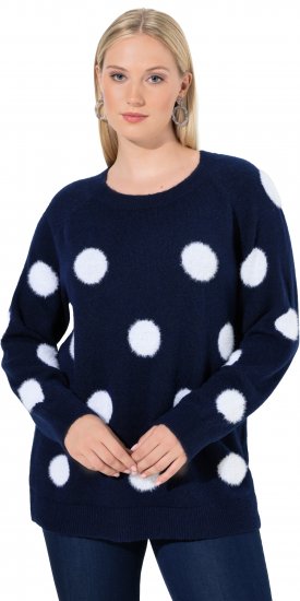 Ulla Popken Fluffy Polka Dot Sweater Ink Blue - φούτερ/Φούτερ με κουκούλα - 
