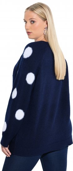 Ulla Popken Fluffy Polka Dot Sweater Ink Blue - φούτερ/Φούτερ με κουκούλα - 