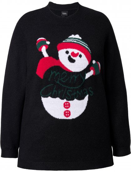 Ulla Popken Whimsical Holiday Sweater Black - φούτερ/Φούτερ με κουκούλα - 