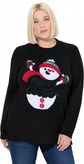 Ulla Popken Whimsical Holiday Sweater Black - φούτερ/Φούτερ με κουκούλα - 