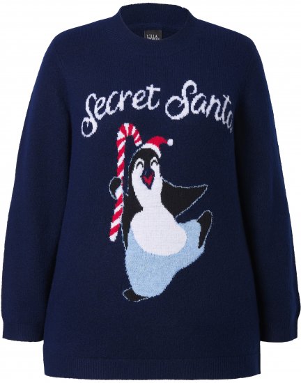 Ulla Popken Whimsical Holiday Sweater Navy - φούτερ/Φούτερ με κουκούλα - 