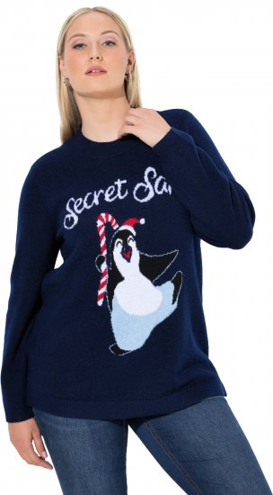 Ulla Popken Whimsical Holiday Sweater Navy - φούτερ/Φούτερ με κουκούλα - 