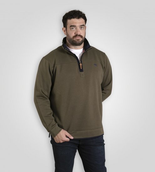 D555 Leicester 2 Quarter Neck Fleece Sweatshirt Khaki - φούτερ/Φούτερ με κουκούλα - φούτερ/Φούτερ με κουκούλα ανδρικά μεγάλα μεγέθη 