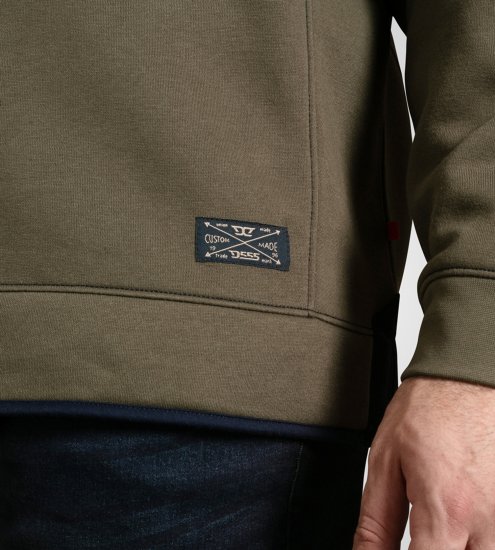 D555 Leicester 2 Quarter Neck Fleece Sweatshirt Khaki - φούτερ/Φούτερ με κουκούλα - φούτερ/Φούτερ με κουκούλα ανδρικά μεγάλα μεγέθη 