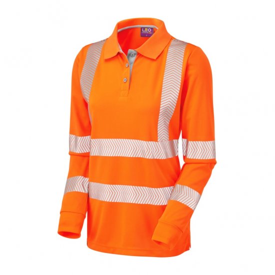 Leo Pollyfield EcoViz Performance+ Women's Sleeved Polo Shirt Orange - Ρούχα εργασίας - 