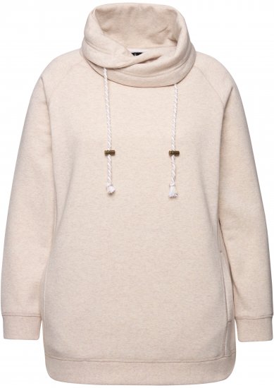 Ulla Popken Drawstring Collar Long Sleeve Sweatshirt Nature Melange - φούτερ/Φούτερ με κουκούλα - 