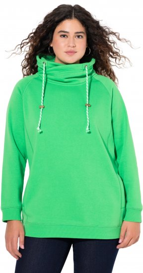 Ulla Popken Drawstring Collar Long Sleeve Sweatshirt Mint Green - φούτερ/Φούτερ με κουκούλα - 