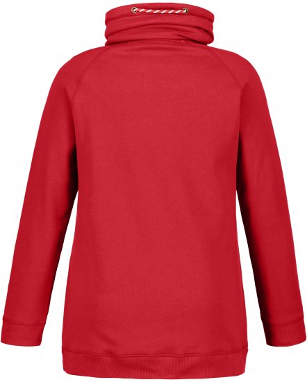 Ulla Popken Drawstring Collar Long Sleeve Sweatshirt Salsa Red - φούτερ/Φούτερ με κουκούλα - 