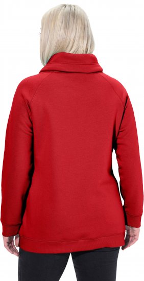 Ulla Popken Drawstring Collar Long Sleeve Sweatshirt Salsa Red - φούτερ/Φούτερ με κουκούλα - 