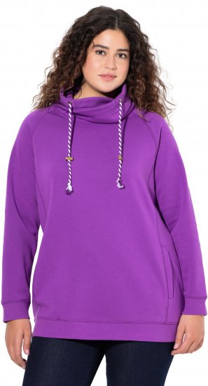 Ulla Popken Drawstring Collar Long Sleeve Sweatshirt Purple - φούτερ/Φούτερ με κουκούλα - 