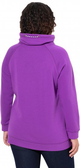 Ulla Popken Drawstring Collar Long Sleeve Sweatshirt Purple - φούτερ/Φούτερ με κουκούλα - 
