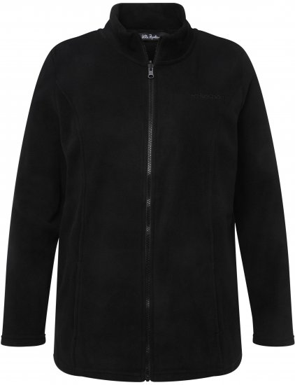 Ulla Popken Modular Fleece Zip Front Jacket Black - φούτερ/Φούτερ με κουκούλα - 