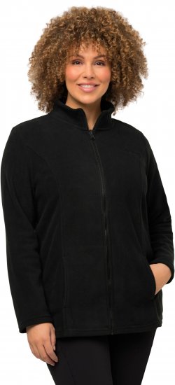 Ulla Popken Modular Fleece Zip Front Jacket Black - φούτερ/Φούτερ με κουκούλα - 