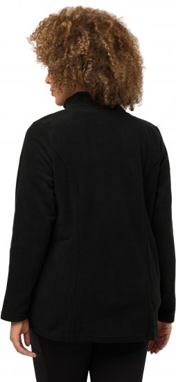 Ulla Popken Modular Fleece Zip Front Jacket Black - φούτερ/Φούτερ με κουκούλα - 