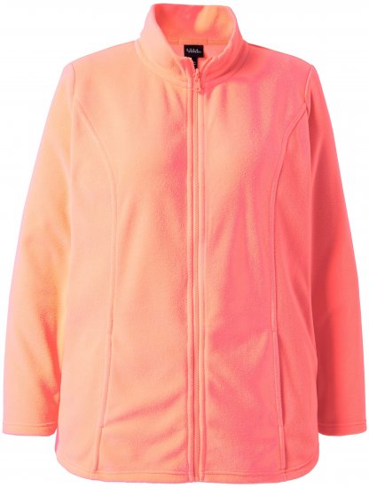 Ulla Popken Modular Fleece Zip Front Jacket Neon Pink - φούτερ/Φούτερ με κουκούλα - 