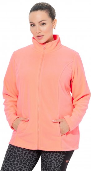 Ulla Popken Modular Fleece Zip Front Jacket Neon Pink - φούτερ/Φούτερ με κουκούλα - 