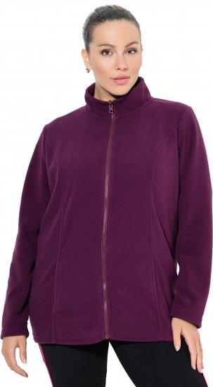 Ulla Popken Modular Fleece Zip Front Jacket Dark Cherry - φούτερ/Φούτερ με κουκούλα - 