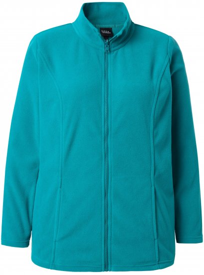 Ulla Popken Modular Fleece Zip Front Jacket Emerald - φούτερ/Φούτερ με κουκούλα - 