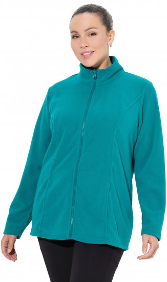 Ulla Popken Modular Fleece Zip Front Jacket Emerald - φούτερ/Φούτερ με κουκούλα - 