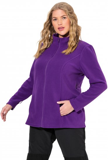Ulla Popken Modular Fleece Zip Front Jacket Dark Plum - φούτερ/Φούτερ με κουκούλα - 