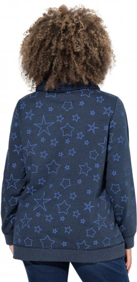 Ulla Popken Teddy Collar Printed Sweatshirt Navy - φούτερ/Φούτερ με κουκούλα - 