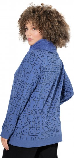 Ulla Popken Teddy Collar Printed Sweatshirt Atlantic Blue - φούτερ/Φούτερ με κουκούλα - 