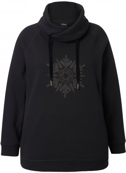 Ulla Popken Rhinestone Snowflake Turtleneck Sweatshirt Black - φούτερ/Φούτερ με κουκούλα - 