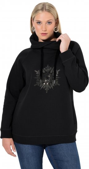 Ulla Popken Rhinestone Snowflake Turtleneck Sweatshirt Black - φούτερ/Φούτερ με κουκούλα - 