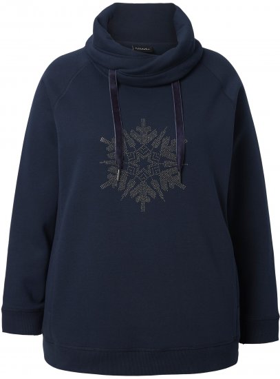 Ulla Popken Rhinestone Snowflake Turtleneck Sweatshirt Navy - φούτερ/Φούτερ με κουκούλα - 