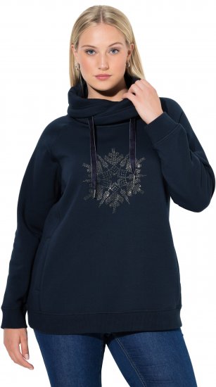 Ulla Popken Rhinestone Snowflake Turtleneck Sweatshirt Navy - φούτερ/Φούτερ με κουκούλα - 