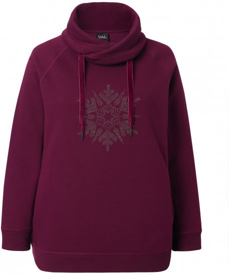 Ulla Popken Rhinestone Snowflake Turtleneck Sweatshirt Dark Ruby - φούτερ/Φούτερ με κουκούλα - 