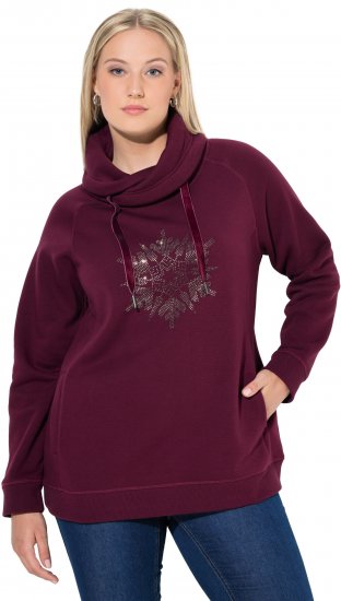 Ulla Popken Rhinestone Snowflake Turtleneck Sweatshirt Dark Ruby - φούτερ/Φούτερ με κουκούλα - 