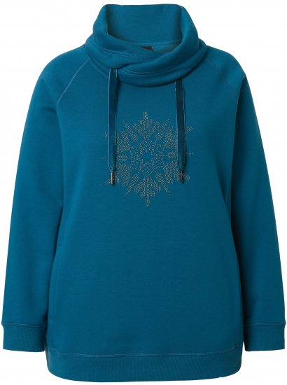 Ulla Popken Rhinestone Snowflake Turtleneck Sweatshirt Teal - φούτερ/Φούτερ με κουκούλα - 