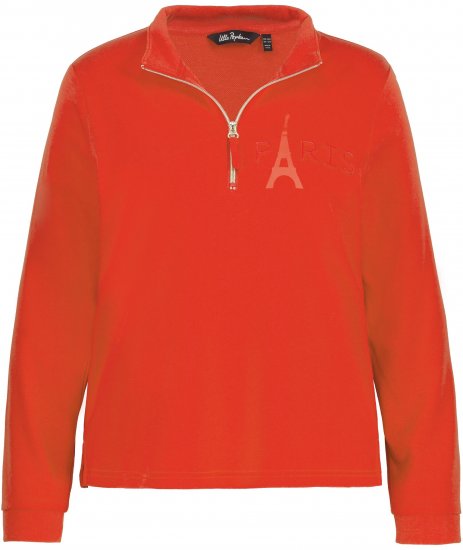 Ulla Popken PARIS Theme Zip Neck Sweatshirt Light Red - φούτερ/Φούτερ με κουκούλα - 