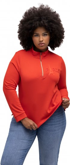 Ulla Popken PARIS Theme Zip Neck Sweatshirt Light Red - φούτερ/Φούτερ με κουκούλα - 