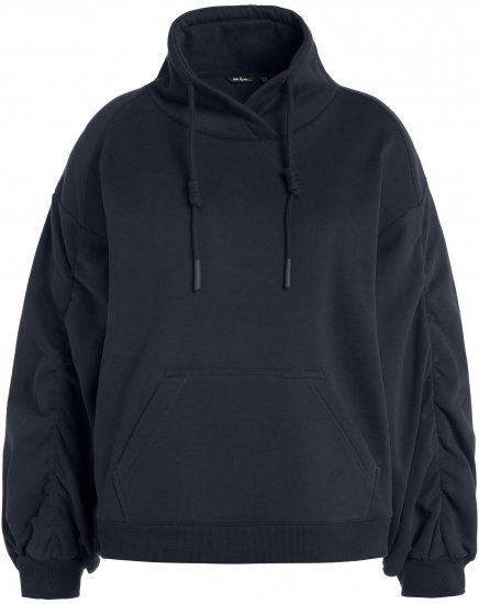 Ulla Popken Gathered Sleeve Oversized Fit Sweatshirt Navy - φούτερ/Φούτερ με κουκούλα - 