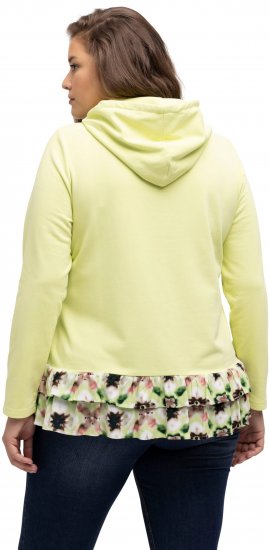 Ulla Popken Ruffle Hem A-line Fit Hooded Sweatshirt Lime Green - φούτερ/Φούτερ με κουκούλα - 