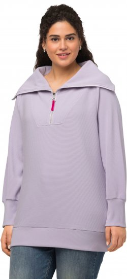 Ulla Popken Long Sleeve Troyer Collar Sweatshirt Pastel Lilac - φούτερ/Φούτερ με κουκούλα - 