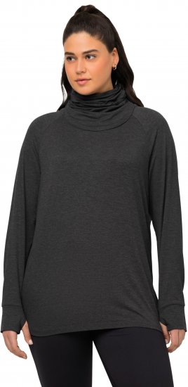 Ulla Popken Sweatshirt with Gaiter Black - φούτερ/Φούτερ με κουκούλα - 