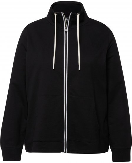 Ulla Popken Contrast Color Zip Up Sweatshirt Black - φούτερ/Φούτερ με κουκούλα - 