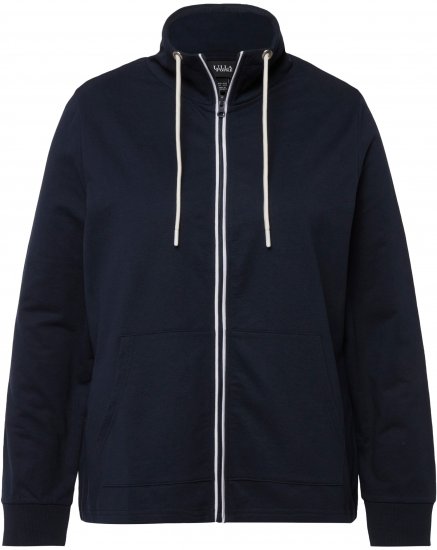 Ulla Popken Contrast Color Zip Up Sweatshirt Navy - φούτερ/Φούτερ με κουκούλα - 