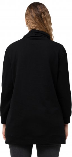 Ulla Popken GLOW Lettered Collared Sweatshirt Black - φούτερ/Φούτερ με κουκούλα - 