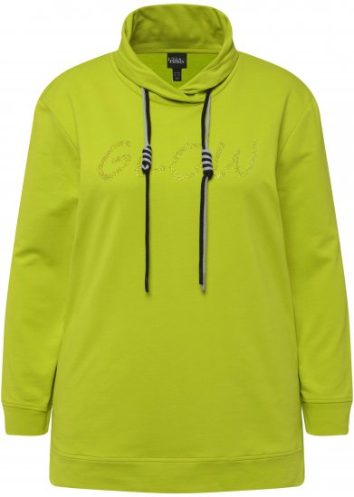 Ulla Popken GLOW Lettered Collared Sweatshirt Apple Green - φούτερ/Φούτερ με κουκούλα - 
