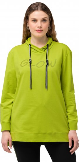 Ulla Popken GLOW Lettered Collared Sweatshirt Apple Green - φούτερ/Φούτερ με κουκούλα - 