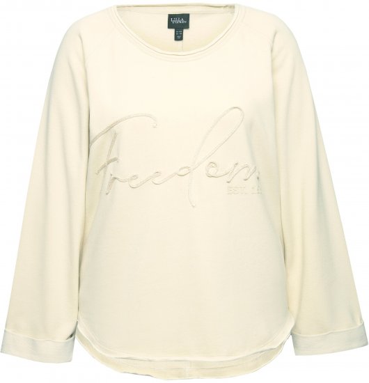 Ulla Popken Embroidered Freedom Rolled Edge Sweatshirt Sand - φούτερ/Φούτερ με κουκούλα - 