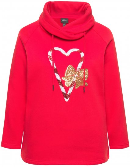 Ulla Popken Sparkling Candy Cane Graphic Sweatshirt Salsa - φούτερ/Φούτερ με κουκούλα - 