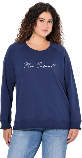 Ulla Popken NEW CASUAL Ruffled Hem Sweatshirt Navy - φούτερ/Φούτερ με κουκούλα - 